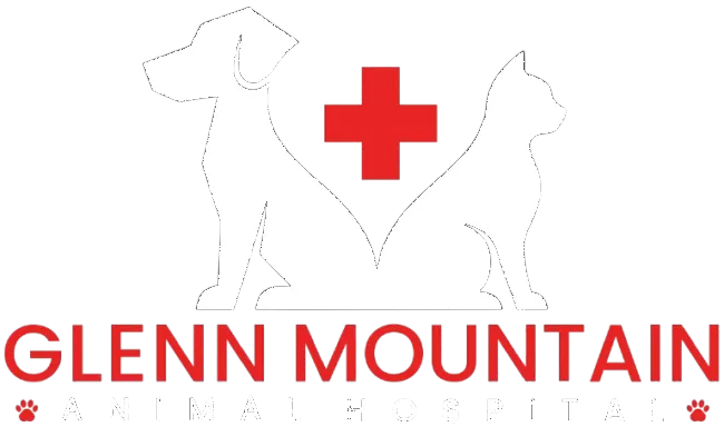 Glenn Mountain Animal Hospital white logo